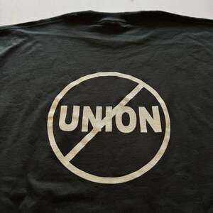 Vintage Anti-Union Worker Rights Black Tech Eagle T-Shirt, Size L